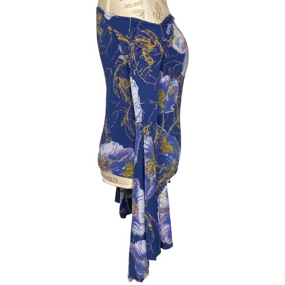 Free People Printed Birds Of Paradise Off The Shoulder Bell Sleeve Top Navy XS - Picture 5 of 12